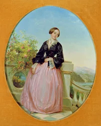 Eine junge Frau auf einem Balkon, 1854
